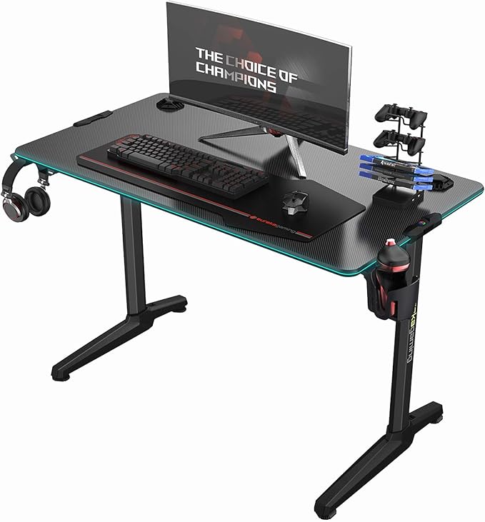 EE Eureka Ergonomic GamingSchreibtisch, 111,8 cm, mit RGBLicht, T