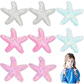 8 PCS Starfish Hair Clips for Girls Beach Sea Star Hair Pins Starfish Sequin Mermaid Costume Hair Accessories Multicolor Sparkling Hair Barrettes for Kids Baby Girls