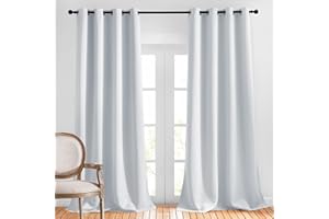 NICETOWN Patio Outdoor Curtain Waterproof, Rustproof Grommet Triple Weave Textured Room Darkening Energy Saving Vertical Blinds for Public Privacy Protect, Greyish White, W52 x L120, 1 Panel
