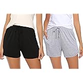 Frcdaunrs Cotton Pajama Shorts for Women Soft Sleep Shorts Casual Elastic Waist Pj Bottoms with Drawstring & Pockets