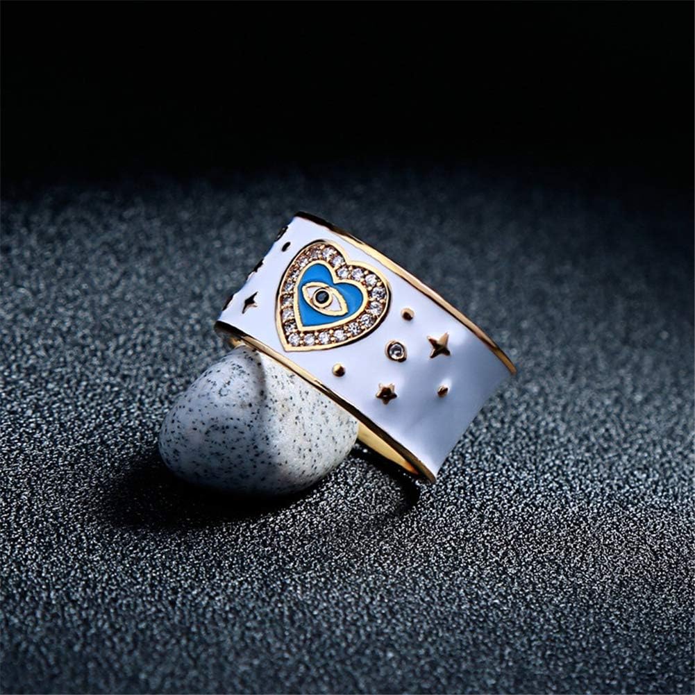 AILUOR Fashion Women Gold Plated White Enamel Evil Eye Ring - Image 3