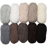 Knit Picks Wool of the Andes Assorted 100% Wool Yarn Pack for Knitting | 10 skeins (500g total) of soft worsted weight crocheting yarn in Neutral color, good for felting.