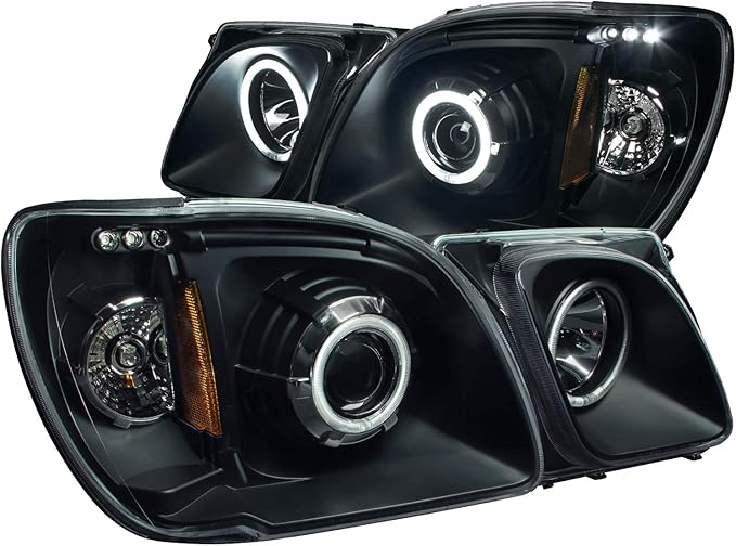 AnzoUSA 111170 Black Clear/Amber Projector Halo Headlight