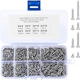 M2 Flat Head Self Tapping Screws, 800 Pcs Cross Drive Head Self Tapping Woodworking Fastener Screws, Self Drilling Screws Assortment Kit, 4/5/6/8/10/12/16/20mm