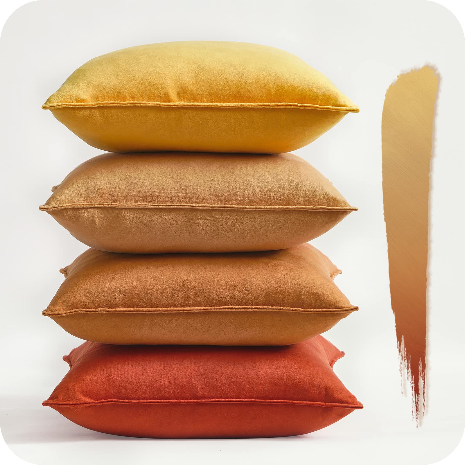 Topfinel Yellow Cushion Covers 40cm x 40cm Summer Sofa Bed Colorful Cushions Soft Pillow Case 16x16 Velvet Scatter Decorative Cushions Pillow Cover for Livingroom Bedroom Invisible Zipper,Set of 4 — image 1