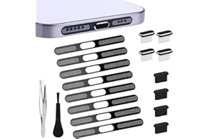 16pcs USB C Dust Plugs & Phone Speaker Mesh Cover, Silicone and Metal USB C Charging Port Protector Kit with Cleaning Brush T