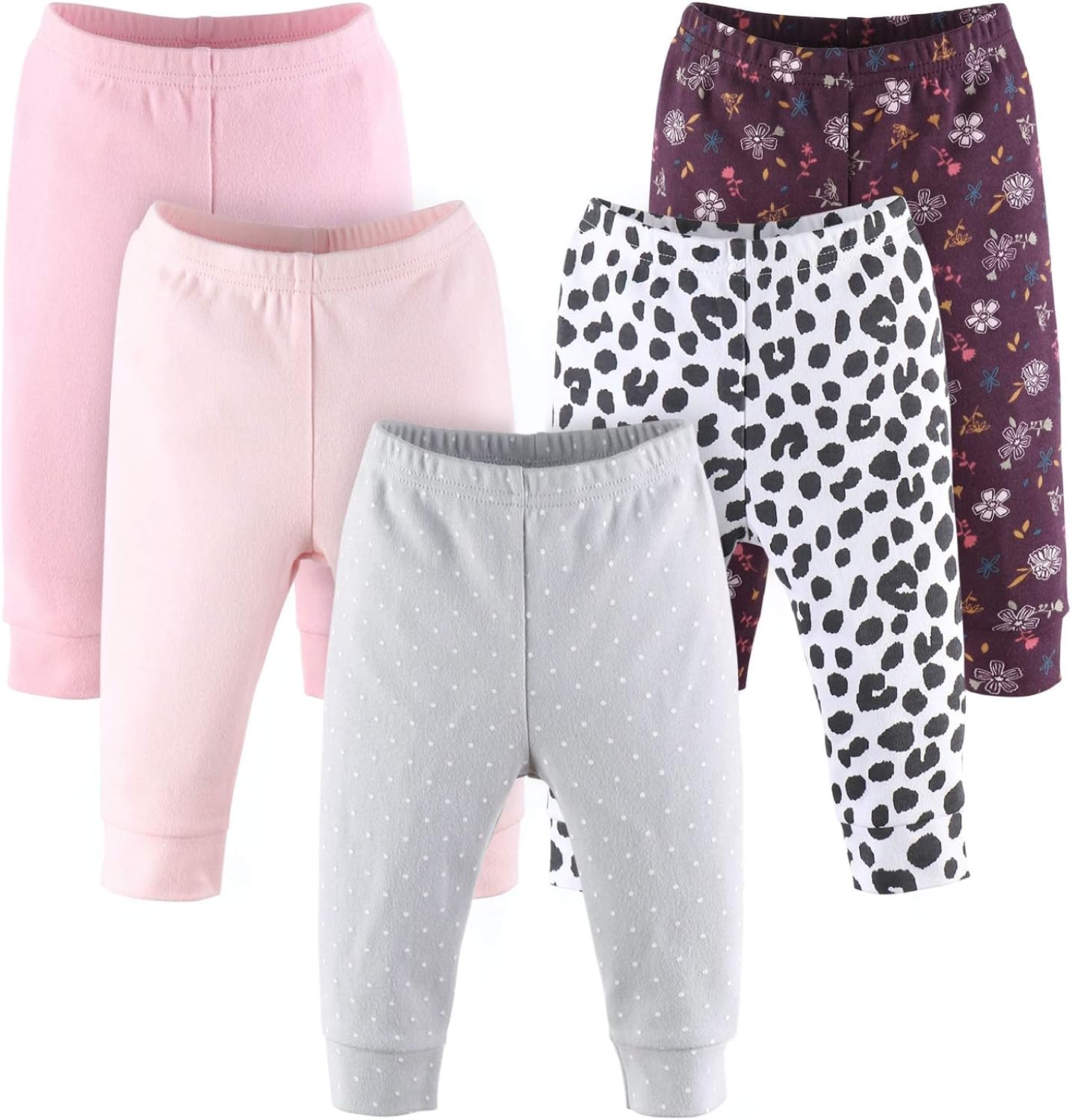 The Peanutshell Floral and Animal Print Baby Pants Set for Baby Girls | 5 Pack | Newborn to 24 Month Sizes: Clothing