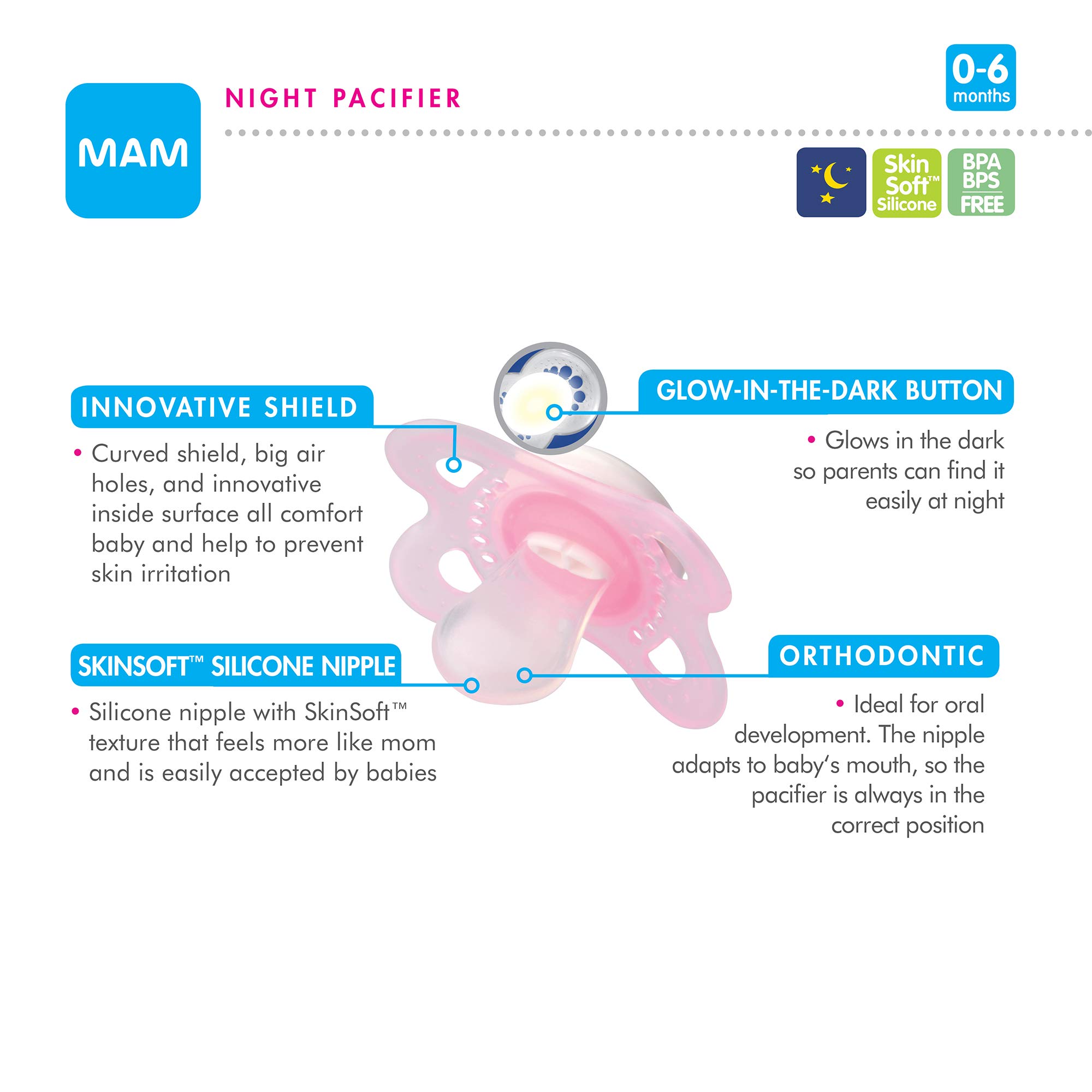 MAM Night Pacifiers (2 Count), MAM Pacifiers 06 Months, Best Pacifier
