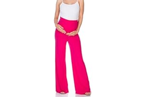 My Bump Women's Maternity Casual Bohemian Damask Palazzo Pants W/Tummy Control
