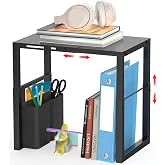 LIDTOP Locker Organizer Shelf, Metal Adjustable Width and Height, Ideal Locker for School, Office, and Gym Lockers, Extends Locker Storage Organization with Pockets, Black