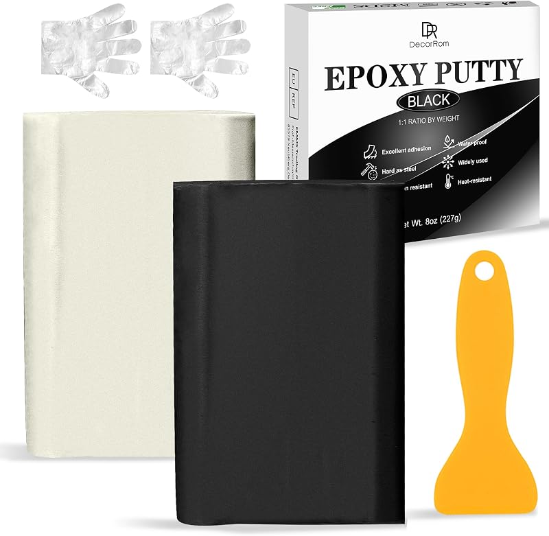 DecorRom Epoxy Putty 8oz 227g 2 Part Underwater Above Repair Black