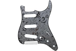 OVSAL Stainless Steel Guitar Pick guard 11 holes SSS Single Coil 3/8″Potentiometer Metal Electric Guitar Pickguard Compatible with Stratocaster Strat ST Style Guitar Replacement Parts(Black)