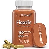 Fisetin 100mg - from Rhus Succedanea Stem Extract, 120 Vegetarian Capsules, Senolytic Supplement for Aging & Longevity, 4-Month Supply, Organic, GMP Certified, Made in USA