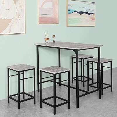 Haotian OGT11-HG 5-Piece Dining Set with Table and 4 Stools