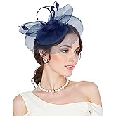 Fascinators Kentucky Hats Derby for Women 2026 Tea Party Hat with Feather Hair Clip Headwear for Wedding Church Hat