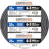 Cerrowire 147-4203A 25-Feet 6/3 NM-B Stranded with Ground Wire, Black