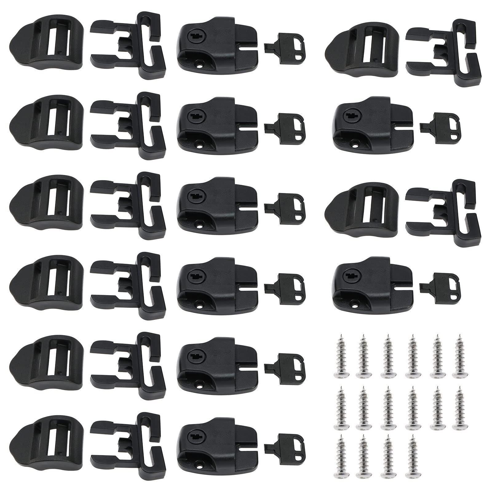 VGOL 8 Sets Spa Hot Tub Cover Clips Replacement Latches Clip Lock with Keys and Hardwares Broken Latch Repair Kit Have Slot Black