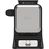 Ninja BW1001 NeverStick PRO Belgian Waffle Maker, Vertical Design, 5 Shade Settings, with Precision-Pour Cup & Chef-curated R