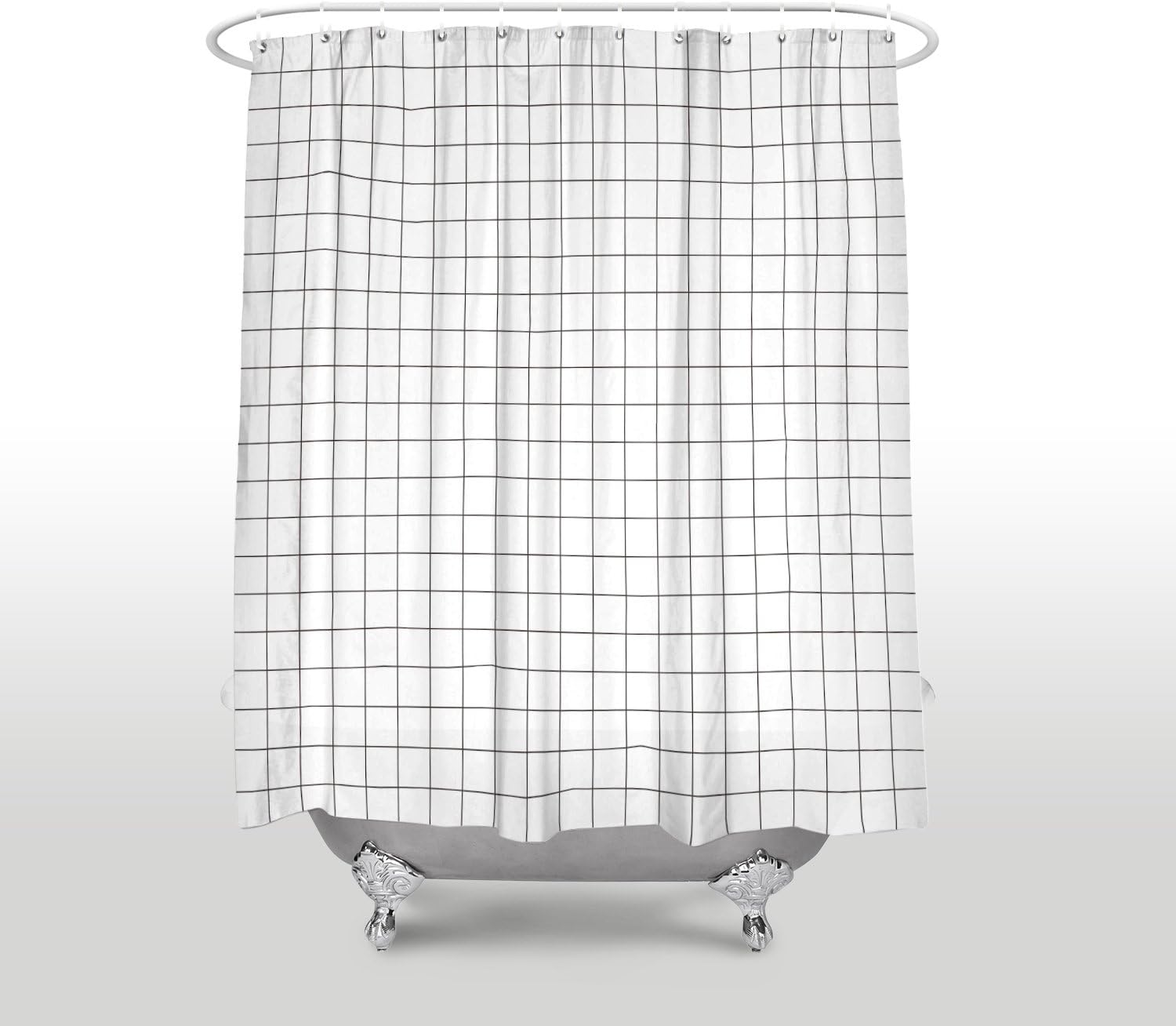 Amazon Com Aesthetic Grid Waterproof Fabric Long Shower Curtain