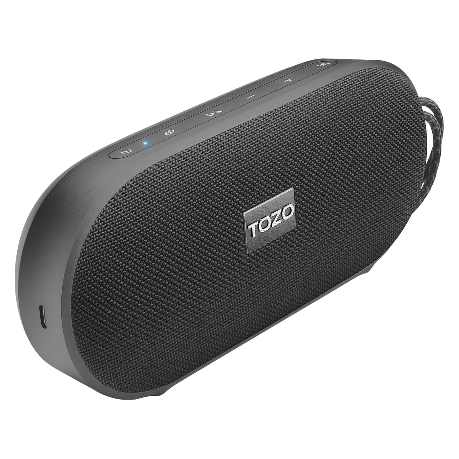 TOZO PA1 Bluetooth Speaker Built-in Microphone Stereo Sound, 25H Playtime, IPX7 Waterproof Shower Speaker, Portable Wireless Speaker with EQ Mode, APP Control, Dual Pairing for Home, Travel, Black