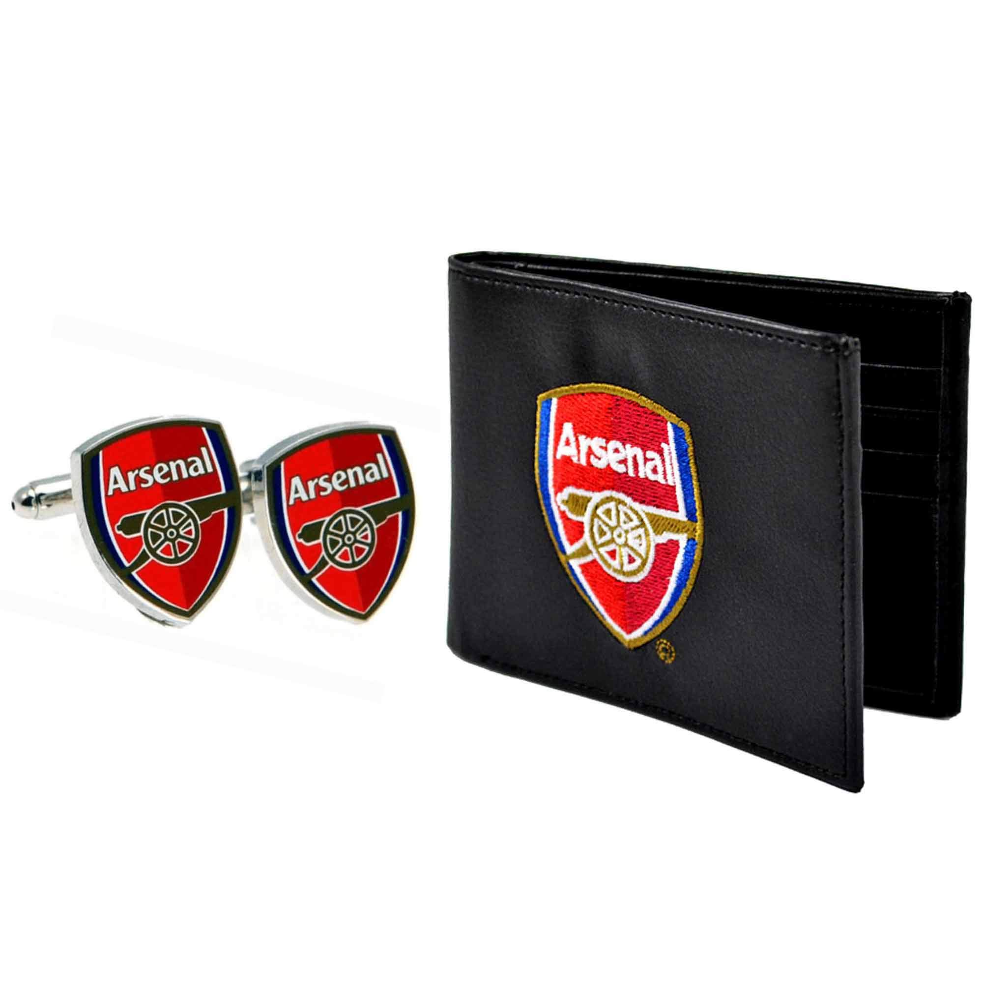 Gunners Official Arsenal Football Crest Leather (PU) Money Wallet & Cufflinks Gift Set