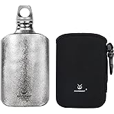SILVERANT Ultralight Titanium Water Bottle 600ml/21 fl oz Crystallized Finish - Outdoor Camping Hiking Sports Hydration Bottle with Insulating Thermal Sleeve & Leakproof Clip Loop Cap - Slim Design