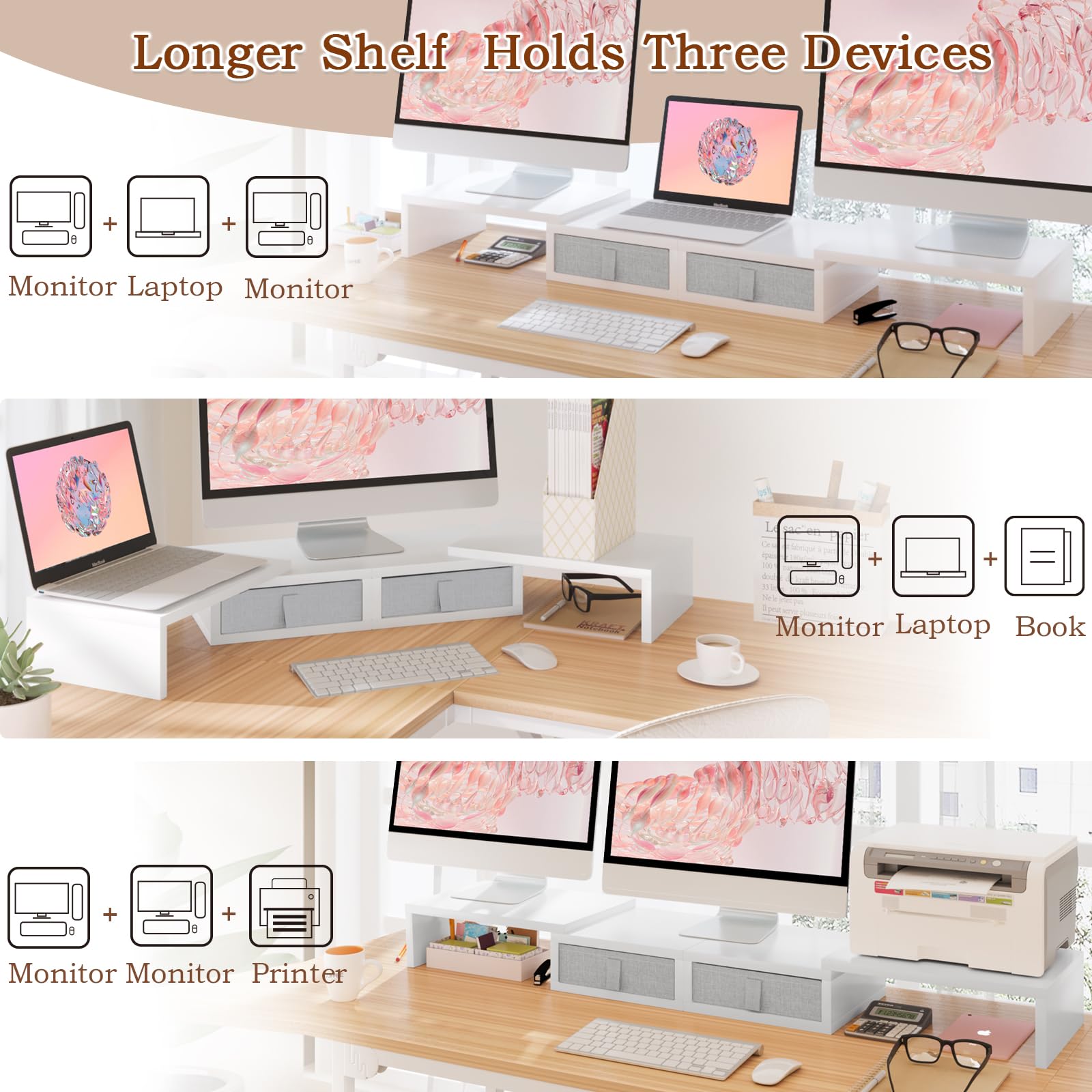 Mua TEAMIX Dual Monitor Stand Riser - Length and Angle Adjustable White ...