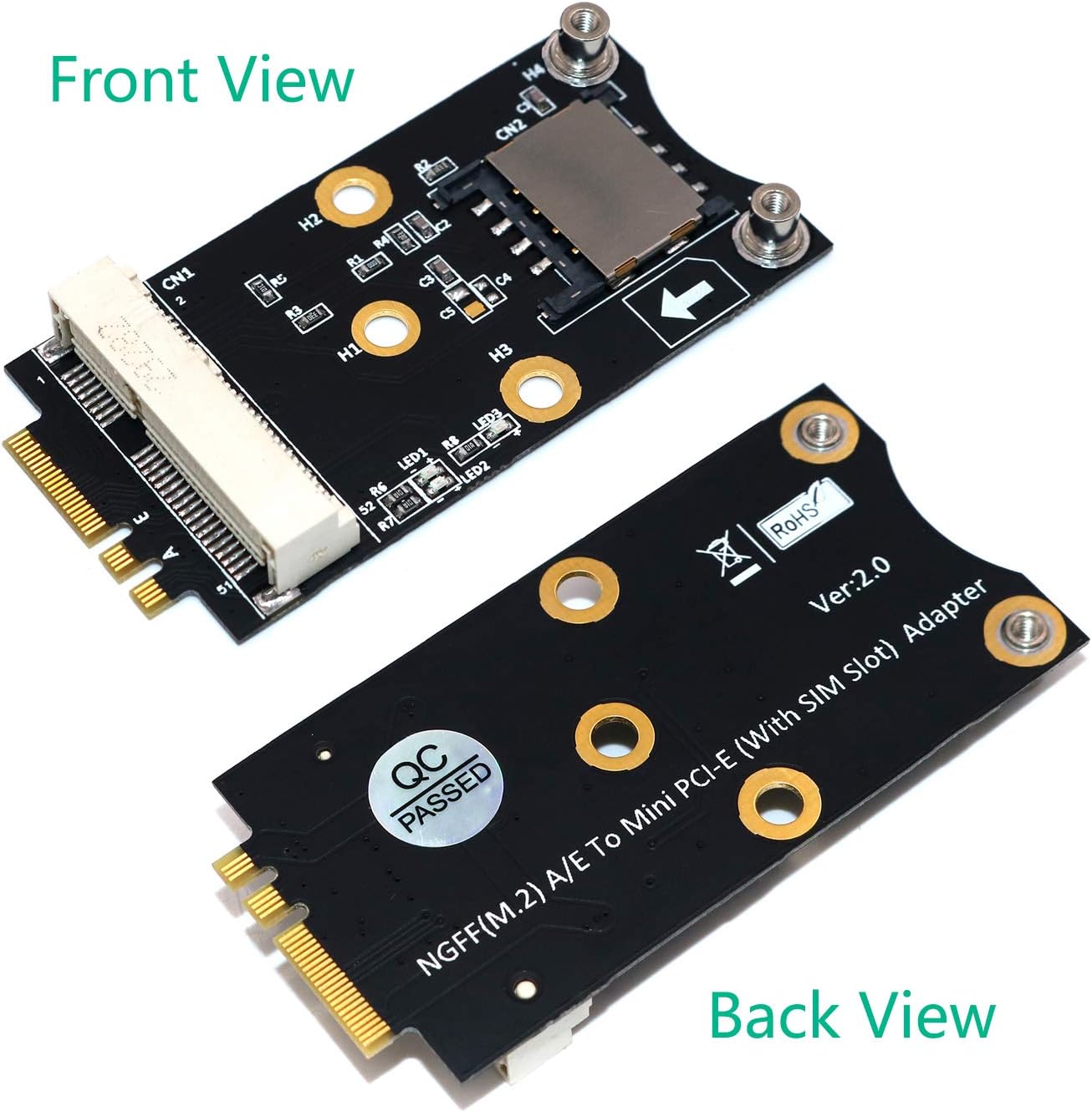 LeHang Mini PCI-E to M.2(NGFF) key A/E Adapter With SIM card Slot for WiFi/WWAN/LTE Module, Black - Image 4