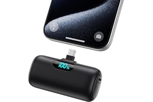 HETP Mini Portable Charger USB C Power Bank,Upgraded 5000mAh PD Fast Charging Battery Pack Built-in USB-C Connector Travel Essential for iPhone17/17Pro/17Pro Max/Air/16 Plus/16Pro Max/15 Series,Android etc