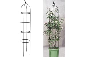 ANOTHERA 6ft Garden Obelisk Trellis for Climbing Plants-Rustproof Metal Pipe with Heavy Duty Plastic Coated, Garden Outdoor Indoor Potted Plant Support for Clematis Vine Jasmine Support （Black）