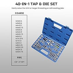 Anfrere 40pcs Metric Tap and Die Set, Metric