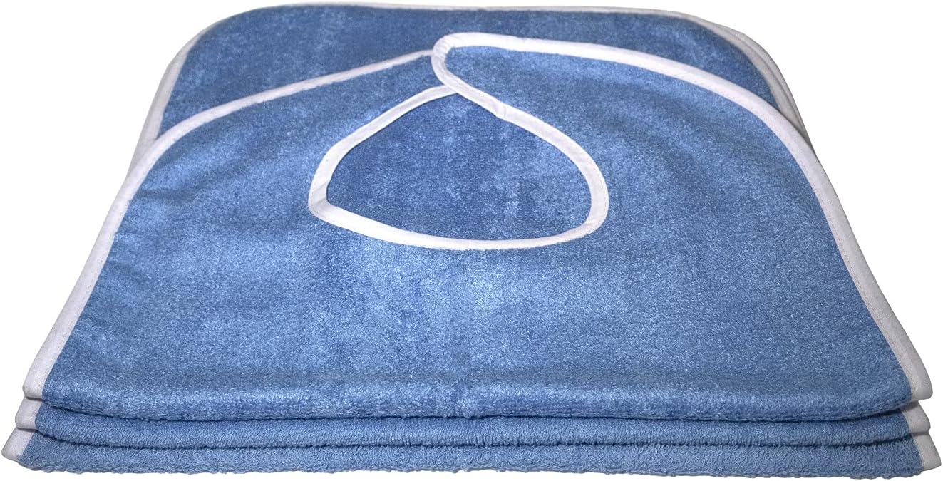 1 Pack Elaine Karen Premium Adult Bibs - for Men, Women Eating Cloth for Elderly Seniors and Disabled, Adjustable, Terry Clothing Protector, Machine Washable, Blue: Clothing