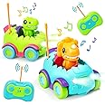 UHCEMT Remote Control Car for Toddlers 2-6, Valentine's Day Gift 2 Pack Electric RC Car Toys with Light & Music, Dinosaur Toys for Kids, Birthday Gift Toys for Toddlers.