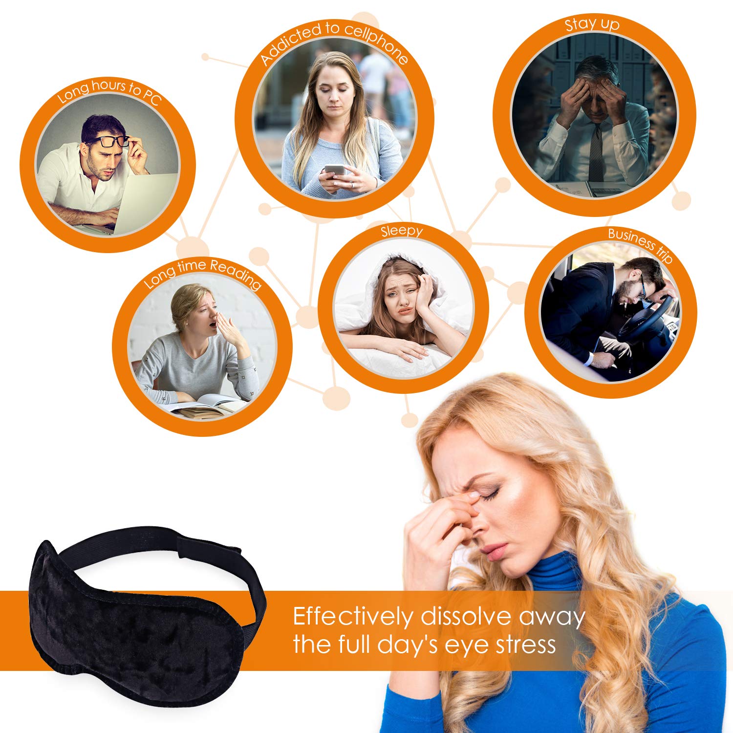 Eye Mask for Sleeping,ink-topoint Hot Eye Mask for Dry Eyes,Microwave Heated Eye Mask,Removable Filler Steam Eye Patches to Relieve Tired Eye,Dark Circle,Sleep mask for Relaxing/Nap / Bedtime(2-PACK)