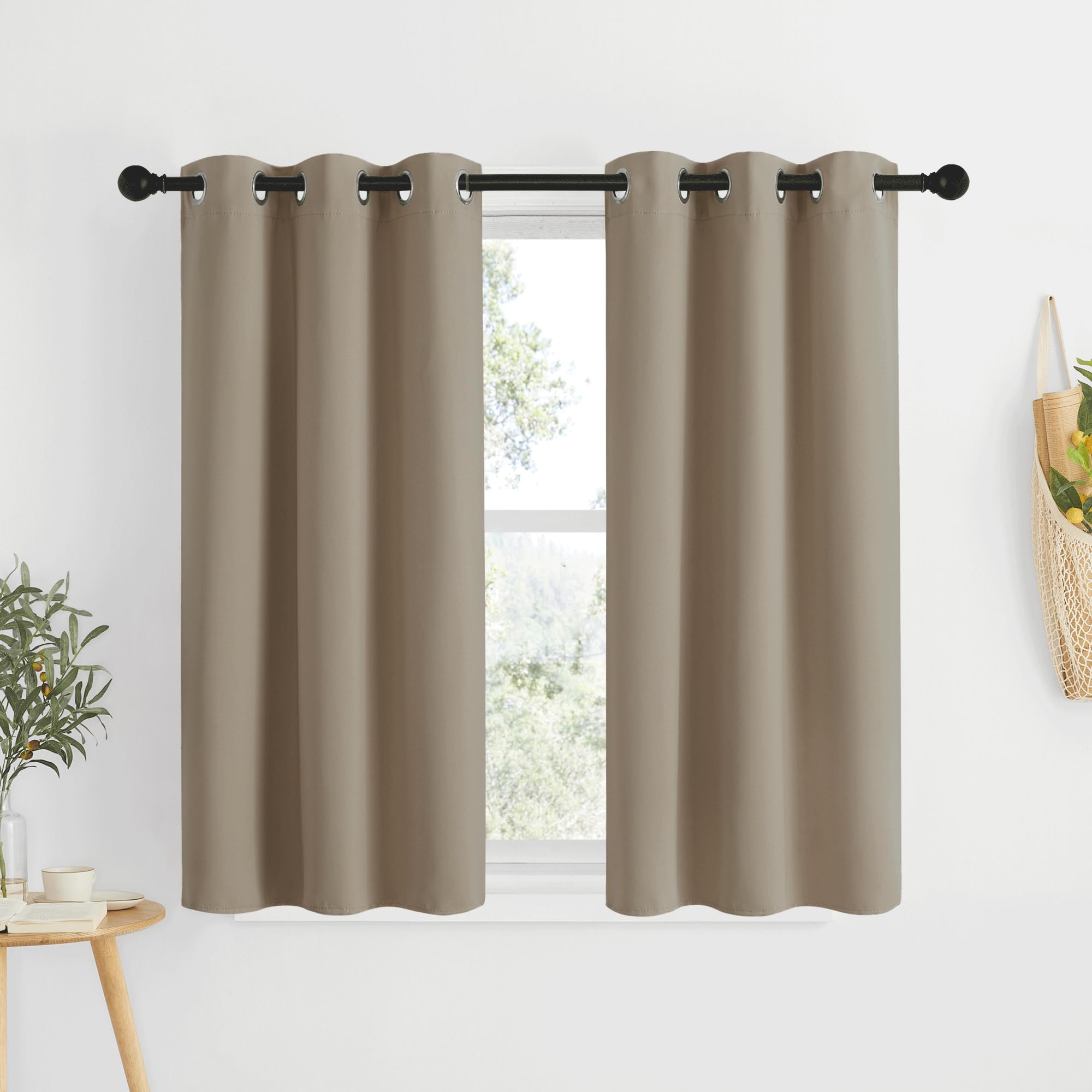 NICETOWN Room Darkening Curtain Panels - Home Fashion Ring Top Thermal Insulated Room Darkening Curtains for Bedroom/Living Room (2 Panels, 80" Wide by 95" Long, Taupe)