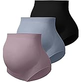 Angelhood Maternity Underwear Over Bump, Seamless Maternity Support Panties, Plus Size, Multi Pack