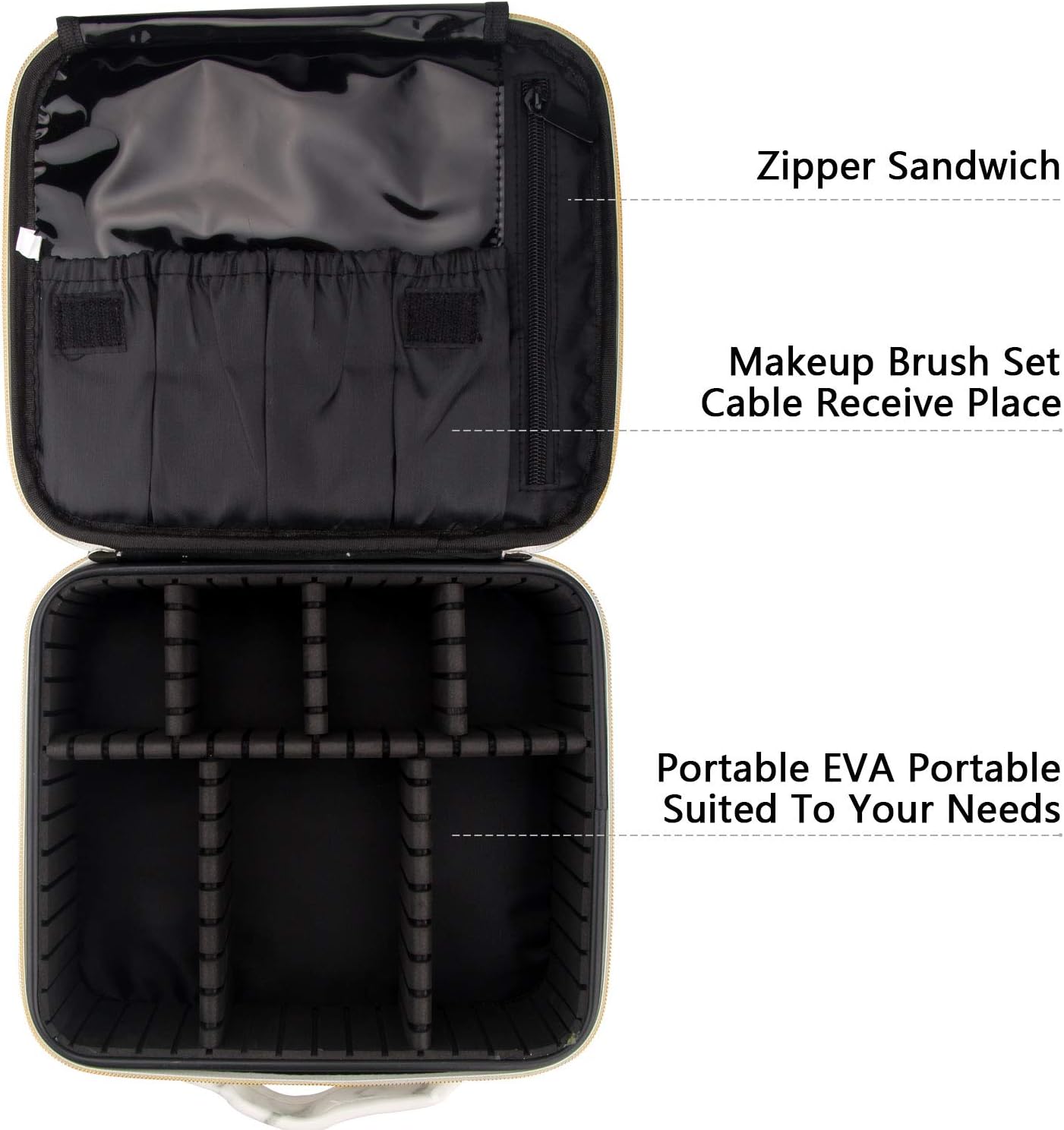 Relavel Marble Makeup Bag Large Makeup Organizer Bag Travel Train Case Portable Cosmetic Artist Storage Bag with Adjustable Dividers for Cosmetics Makeup Brushes (Marble Pattern)