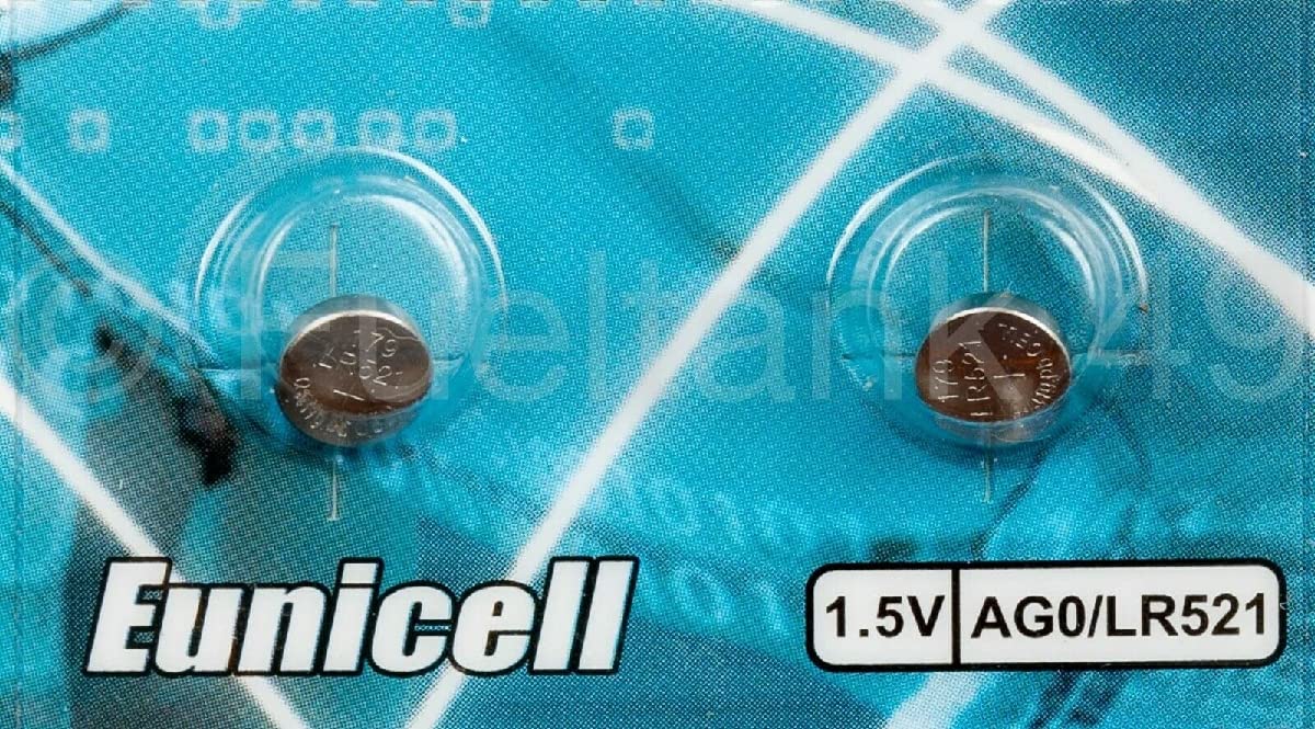 Eunicell AG0 Alkaline 1.5 V Button Cell Battery - Blister Pack of 2