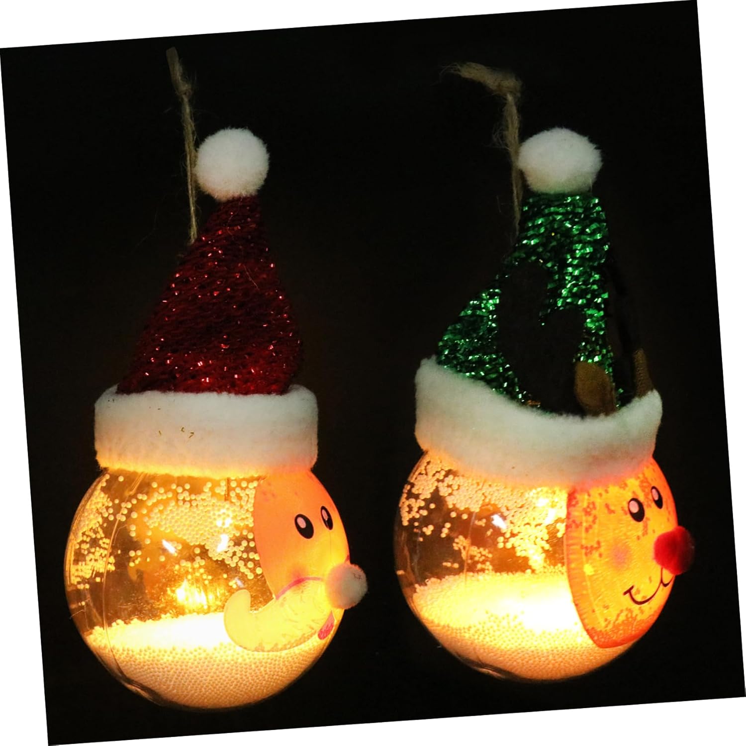 Snow Globes - NOLITOY 2Pcs Christmas Decoration Snow Globe with musics Lighted Christmas Ball Ornaments Santa Night Light Xmas Hanging Ornaments Plastic Party Supplies Dining Table