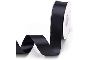 Black Satin Ribbon for Gift Wrapping, 1 Inch x 25 Yards Double Sided Polyester Ribbon for Christmas Halloween Wedding Birthda