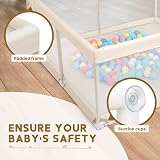 BEJOY Baby Playpen 150cm Large Safe Indoor Outdoor with Mesh Door Beige view 3