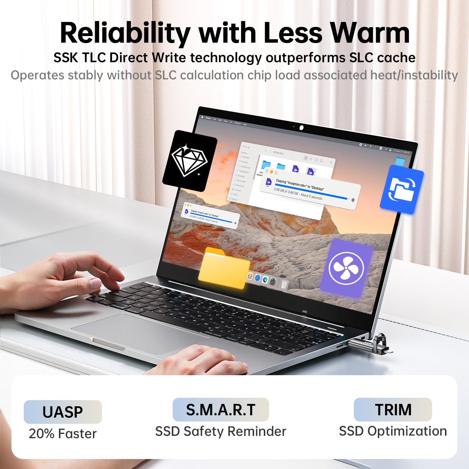 SSK USB Solid State Flash Drive 1TB, External SSD Up to 1000MB/s, Dual Port USB 3.2 Type-C/A, Portable SSD in Zinc Alloy Thumb Drive Stick for iPhone 15/16 Pro, Mac, PC, Android OTG Storage