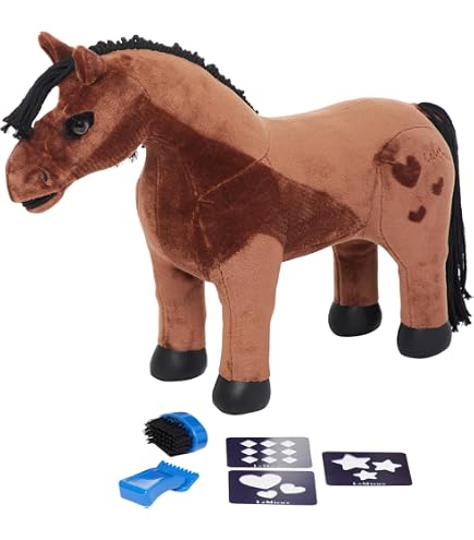 Peluche De Caballo Appaloosa Dakota Black – Pony De Juguete Con Melena De Dos Colores, Súper Suave, Alto 45 Cm, Incluye Caja Que Se Convierte En Establo, Para Niños +3 Años