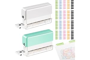Noveread 2 Pcs 6 Hole Mini Binding Machine 6 Hole Punch with 20 Pcs Loose Leaf Binding Strips Portable Paper Punch Hole Puncher for Crafts, 3 Sheets Capacity, for Letter Size, A4, A5 Paper