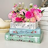 Scuyari Small Book-Shaped Decorative Planter - Ceramic Vase for Flowers - Cute Bookshelf Home Bedroom Office Decor - Unique Classic Titles Bookstack Housewarming Gifts for Book Lovers