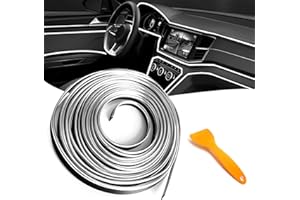 QUICTO Car Interior Trim Strips, 33ft Car Decoration Door Dashboard, Universal Electroplating Design cInterior Trim Accessories with Installing Tool (Silver)