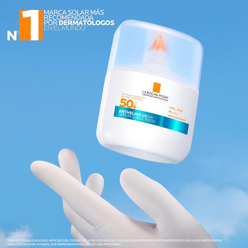 Sérum solar La Roche-Posay Anthelios UVAIR SPF50+, com ácido hialurónico, niacinamida e vitamina E, para todos os tipos de pele, 50 ml
