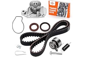 ISINSWIFT Engine Timing Belt Kit with Water Pump Compatible with Honda Civic DX LX EX HX GX 1.7L L4 16V 2001-2005 Replace# TCK312, TB312K1, 95312K1, GTK0312, TBK220