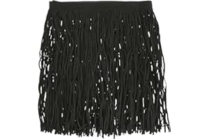 M METERXITY PU Leather Fringe Trim, 1 Yard 9.8 Inch Black Double Side Suede Tassel Sewing Trim for DIY Craft/Sewing Dress Cos