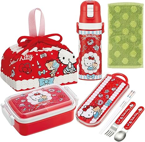 Amazon スケーター ハーフタオル付 ハローキティ 角型お弁当箱 450ml トリオ 巾着 水筒 4点セット 弁当箱 オンライン通販